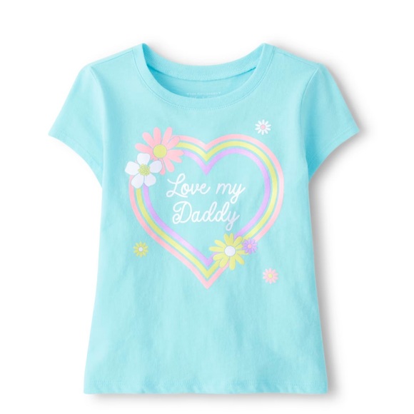 The Children Place graphic tee, blue splash , size 4T. Heart with LOVE MY DADDY - Picture 1 of 17